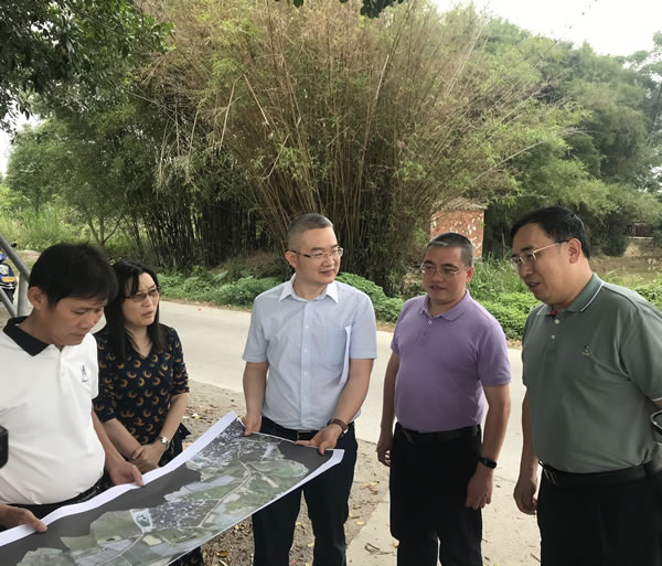 许春绵局长在石联村至锦岗村路面改造工程现场查阅施工图纸.jpg