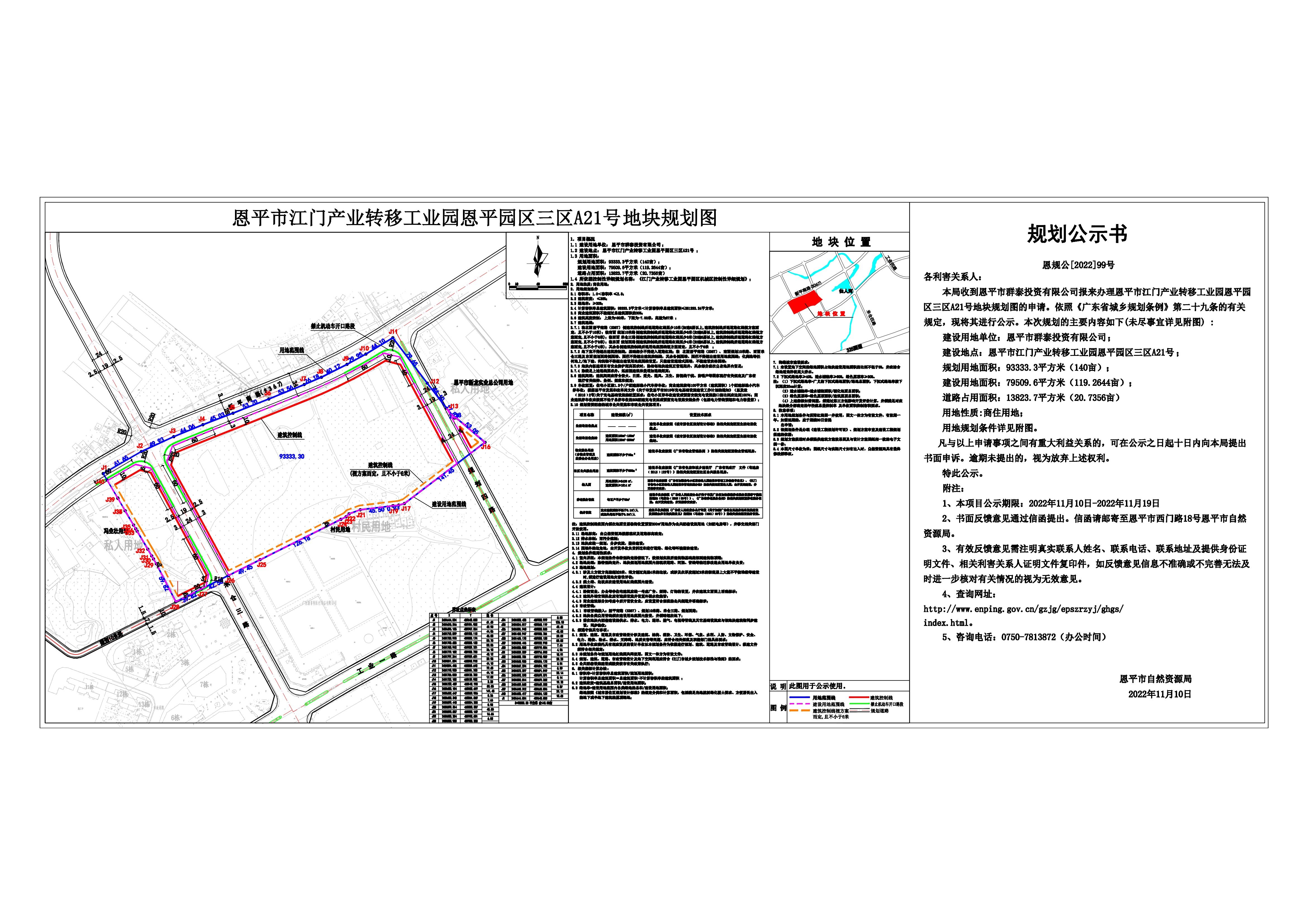 恩规公[2022]99号 规划公示书 （恩平市江门产业转移工业园恩平园区三区A21号）_00.jpg