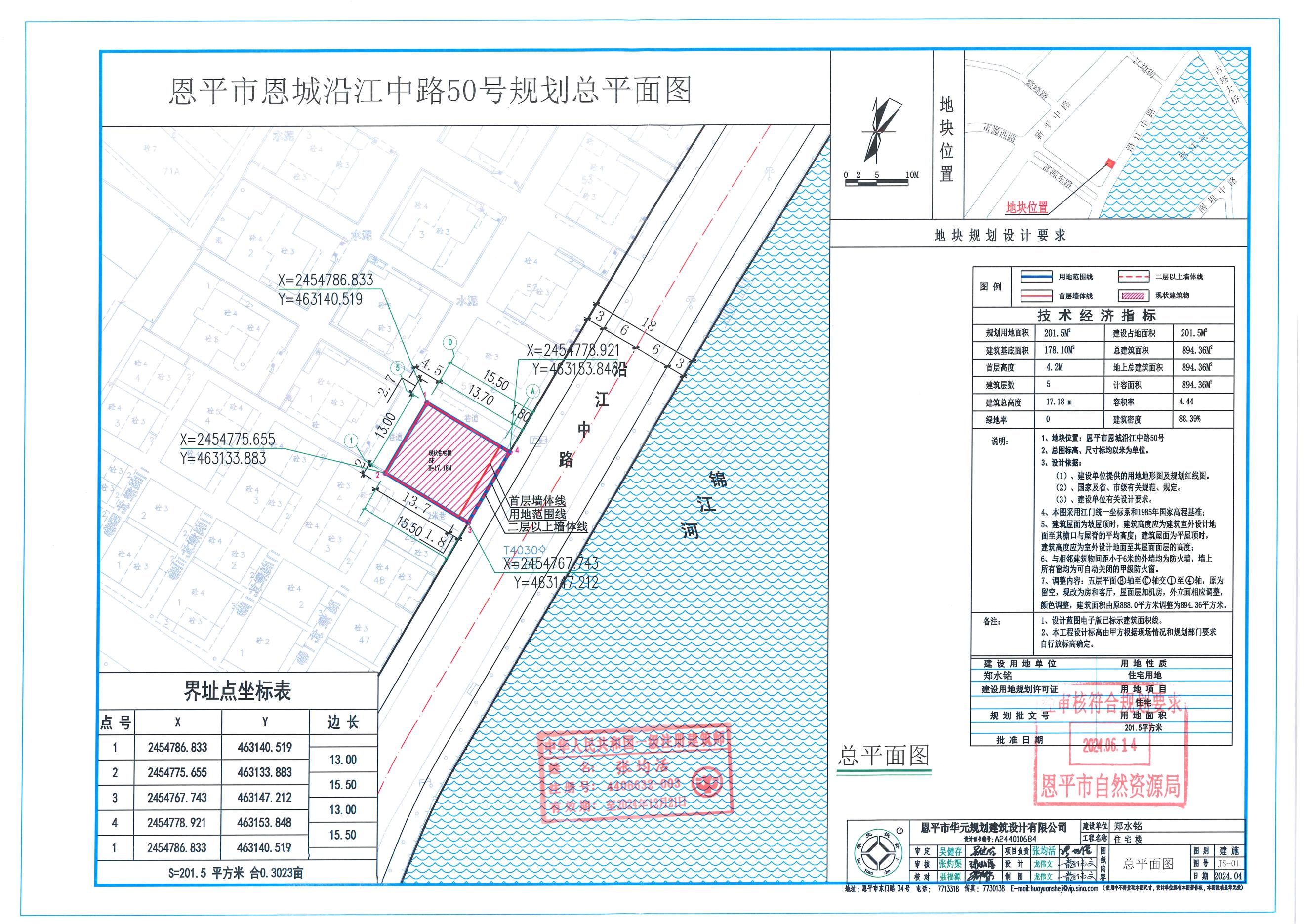 【批后公告】恩平市恩城沿江中路50号规划设计总平面图.jpg