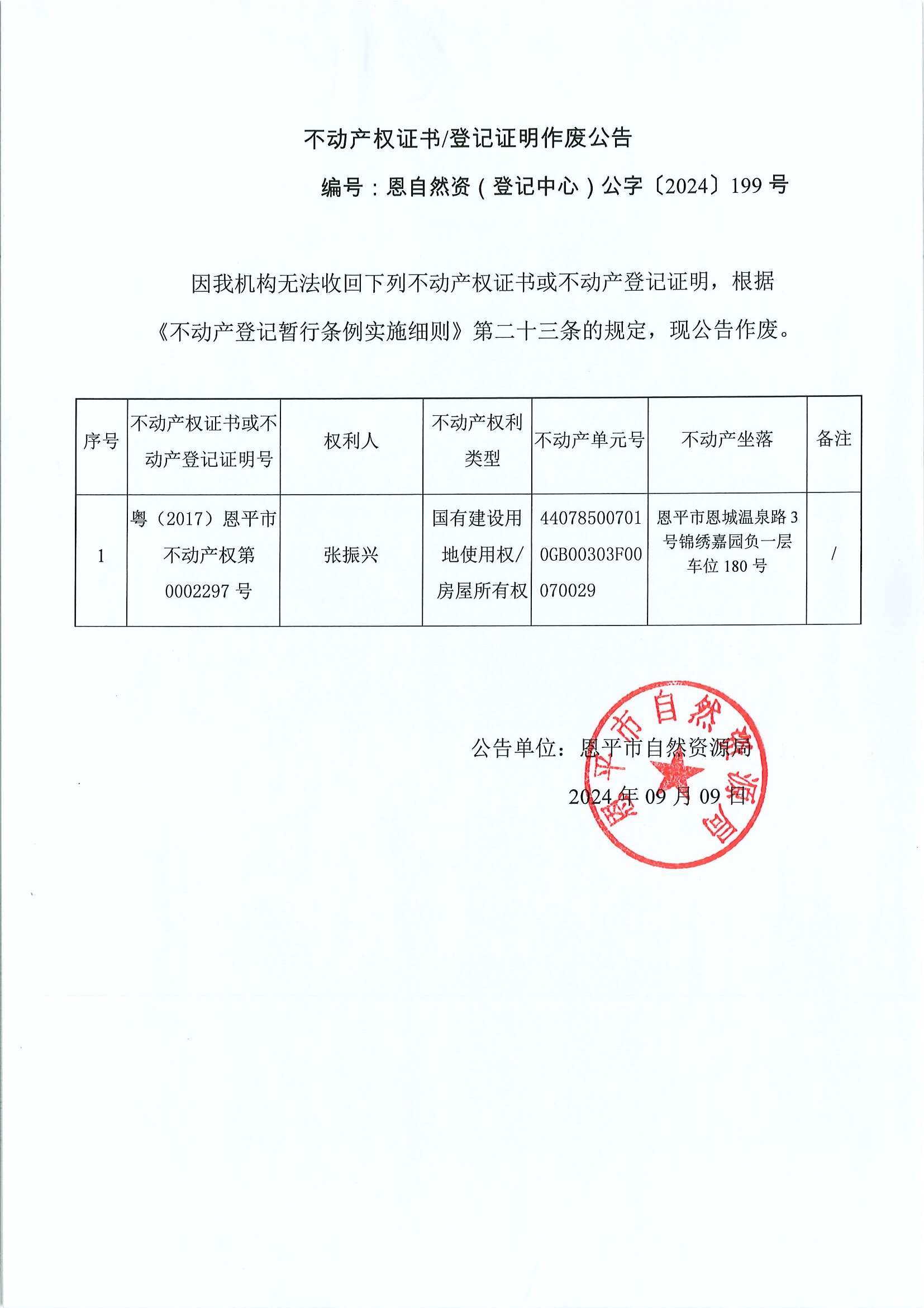 不动产权证书登记证明作废公告-恩自然资（登记中心）公字〔2024〕199号-张振兴.jpg