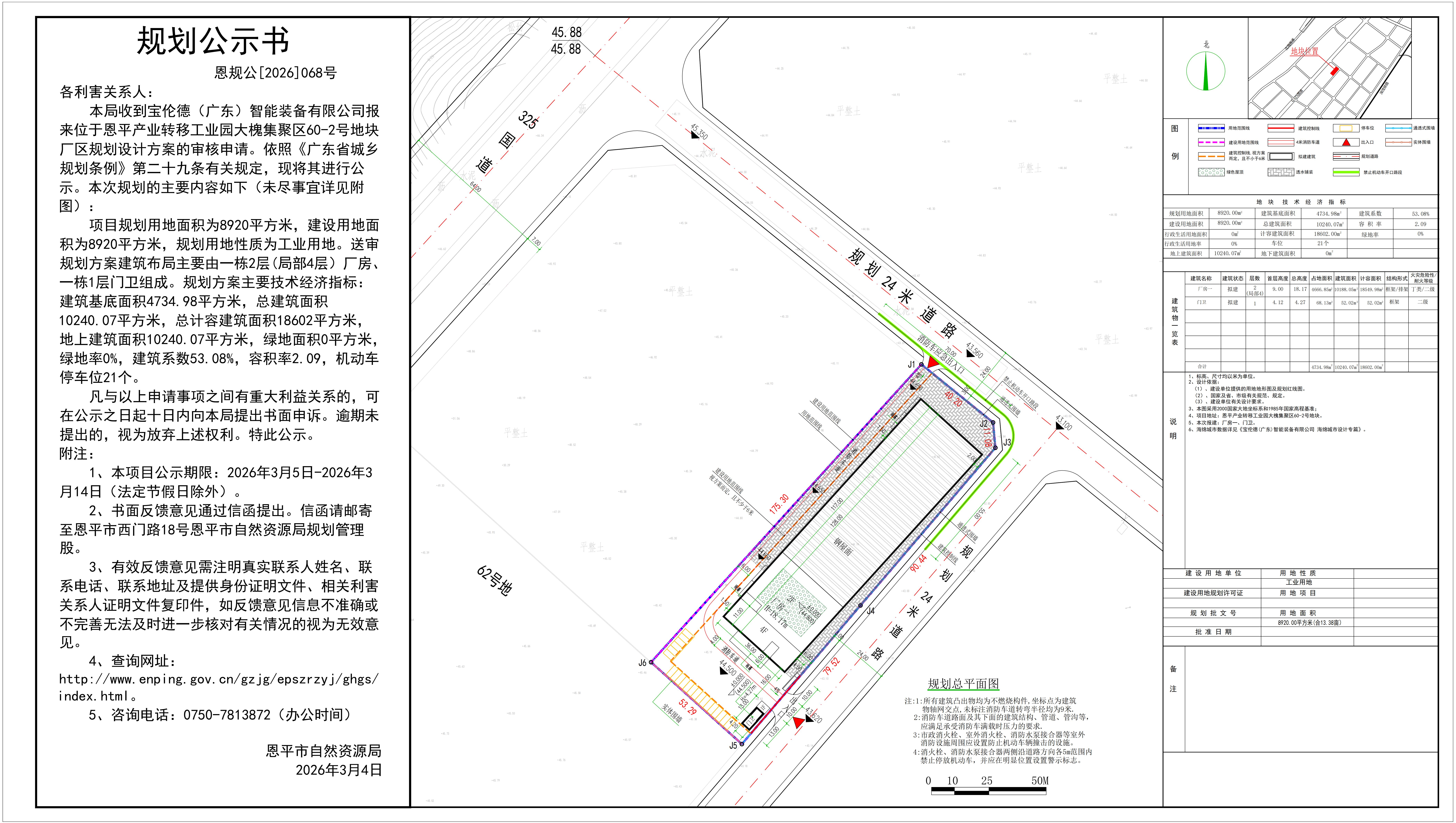 恩规公[2026]068号 关于恩平产业转移工业园大槐集聚区60-2号地块（宝伦德（广东）智能装备有限公司）的规划公示书(1).jpg