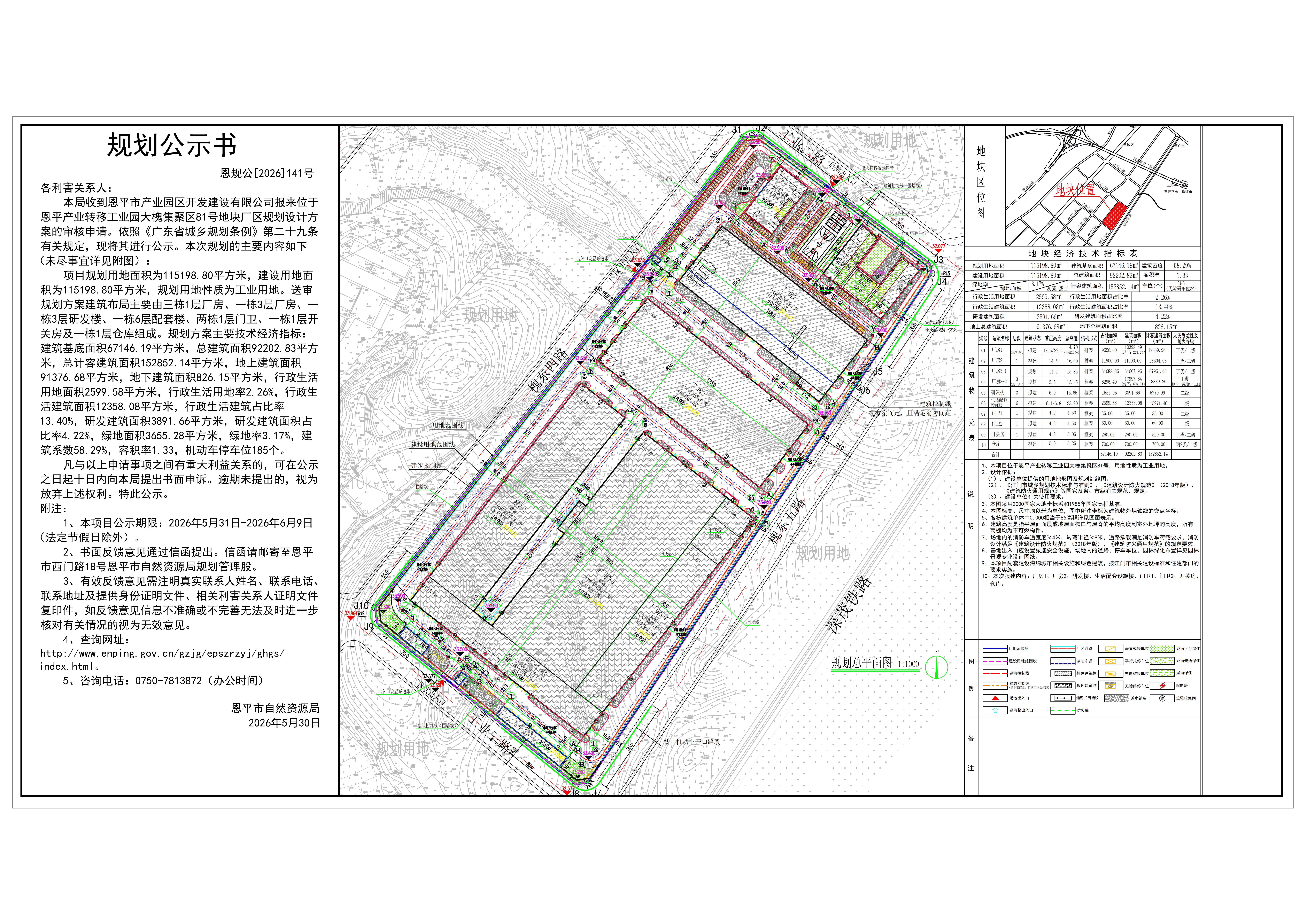 恩规公[2026]141号 规划公示书 关于恩平产业转移工业园大槐集聚区81号（恩平市产业园区开发建设有限公司）的公示(1).jpg