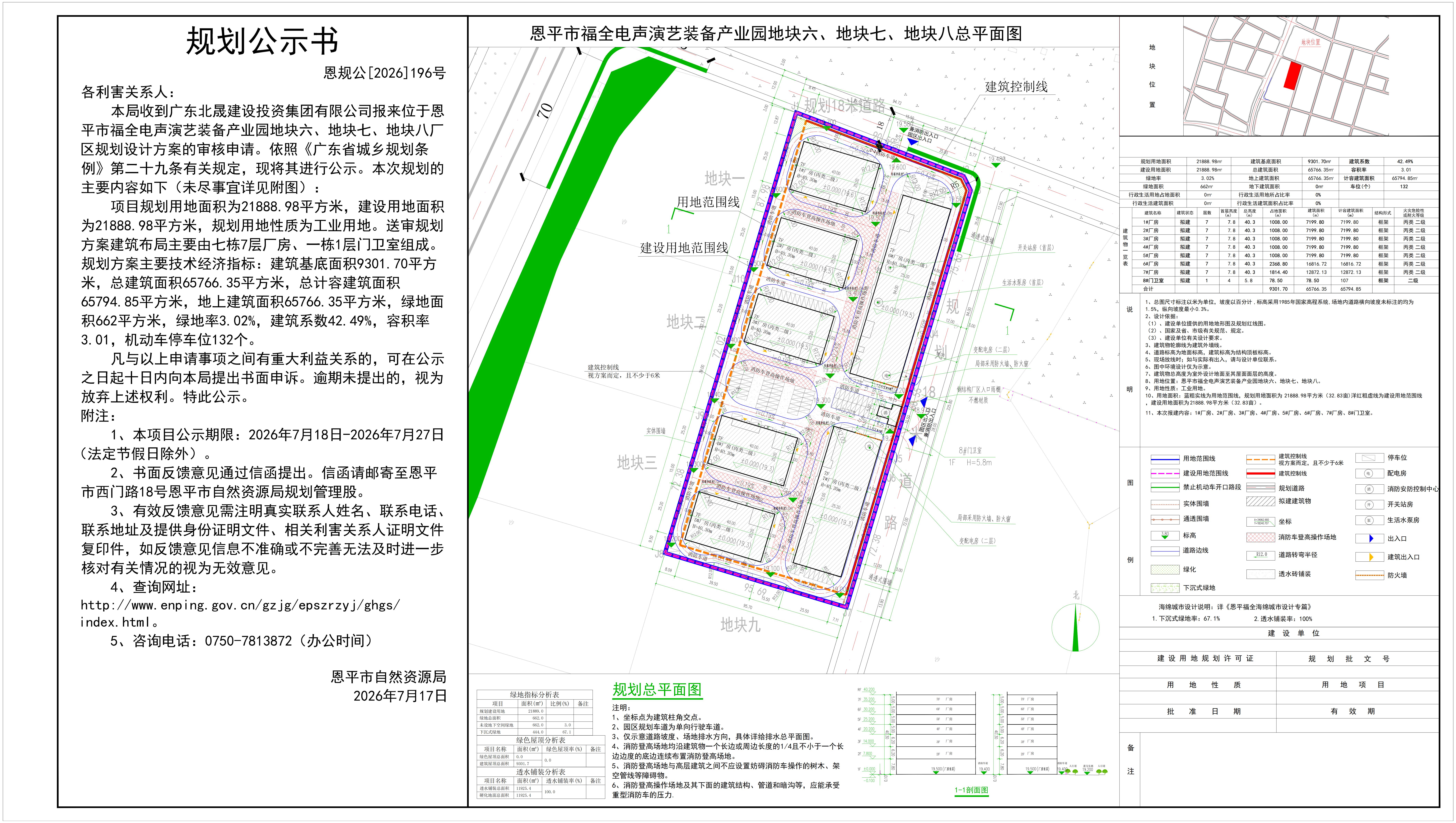 恩规公[2026]196号 关于恩平市福全电声演艺装备产业园地块六、地块七、地块八（广东北晟建设投资集团有限公司）的规划公示书.jpg